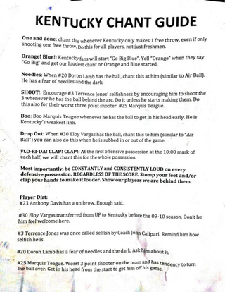 Illustration for article titled Florida Fans Distribute Cheering Cheat Sheets, Kentucky Wins Anyway